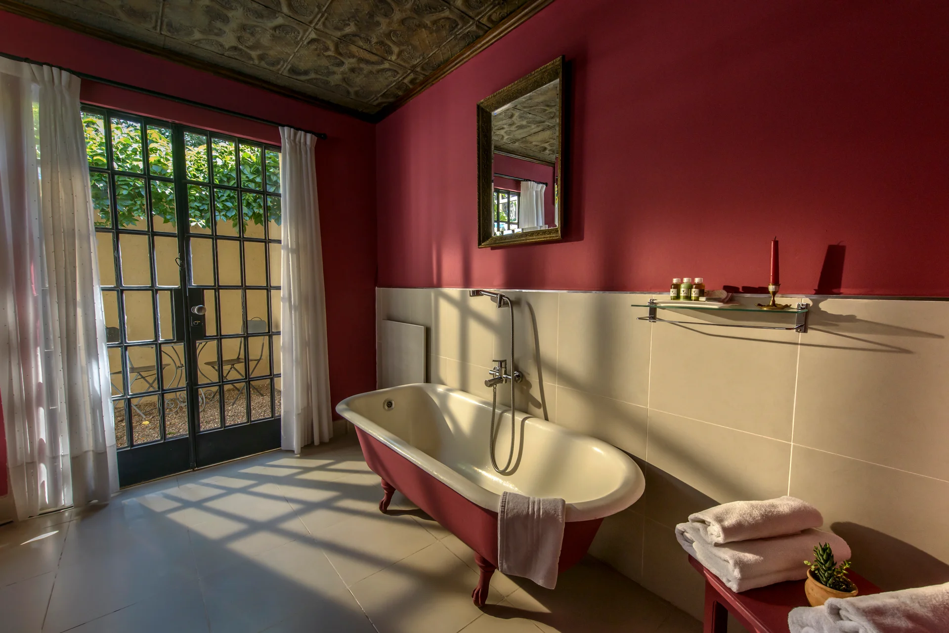 Bathroom with bathtub in boutique hotel room, Mendoza Argentina