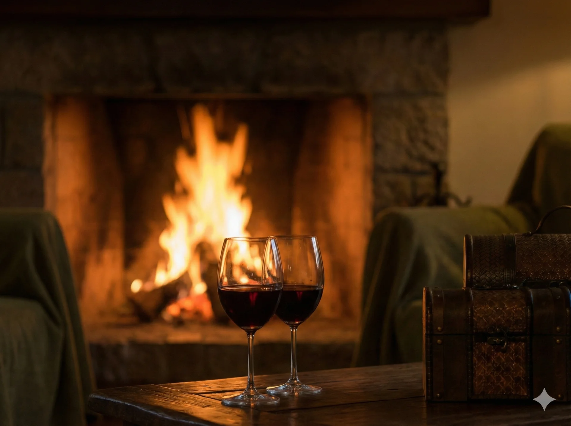 Wine tasting experience with traditional fire ambiance at Verde Oliva boutique hotel in Mendoza wine region